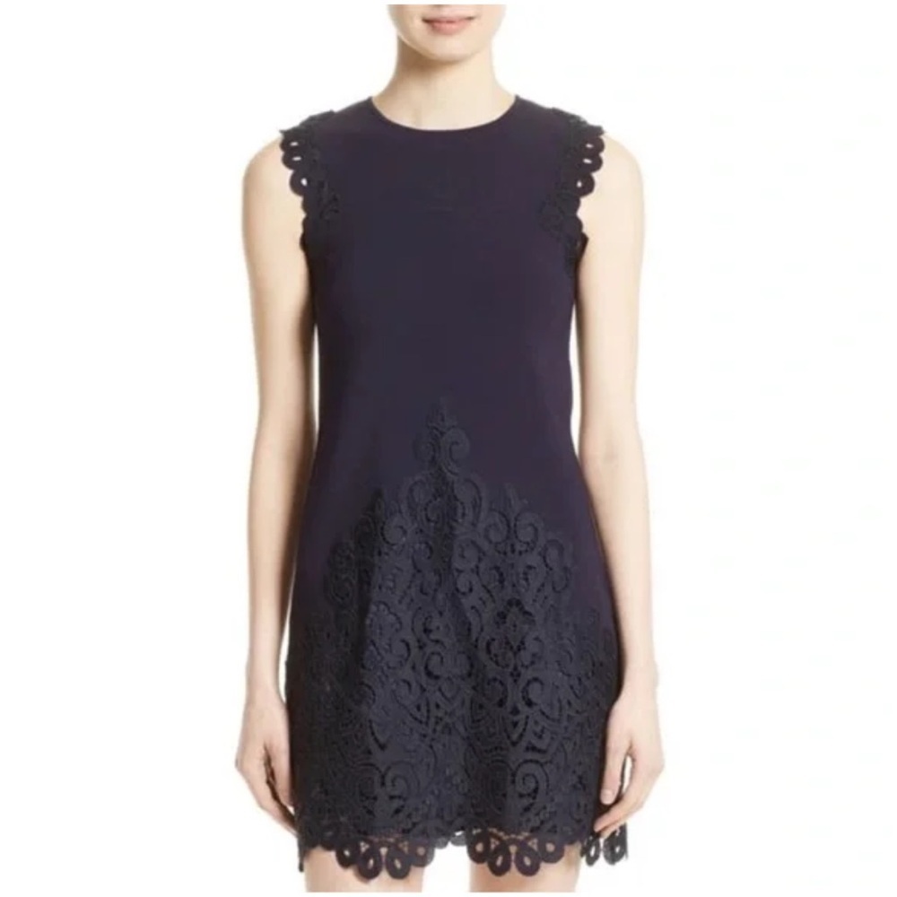 NWOT Ted Baker Luccia Lace Trim Dress Navy Business Casual Party Women’s Size 2